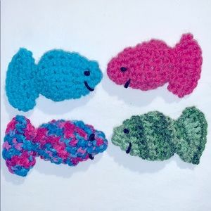 Eight Crocheted Organic Catnip Fish Cat Toys